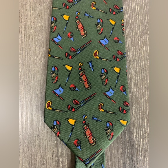 Lauren Ralph Lauren Mens Silk Necktie Golf Balls Clubs Tees Handmade Retro Sport - Picture 4 of 12